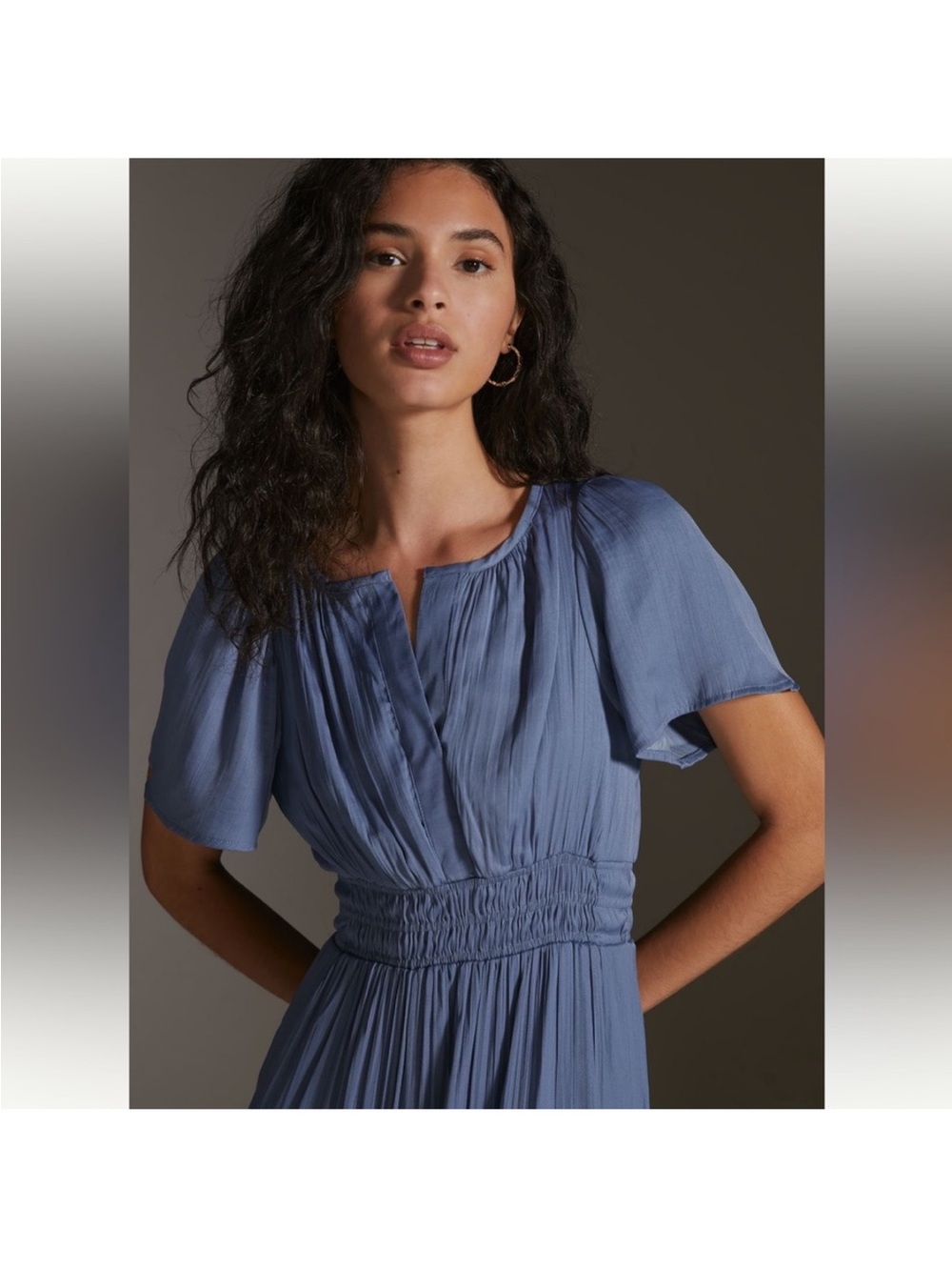Anthropologie Dusty Blue Somerset Tiered Smocked-Waist Maxi Dress - Picture 4 of 7